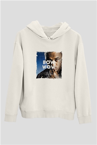 Bow Wow Baskılı Unisex Beyaz Hoodie