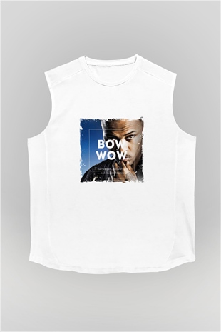 Bow Wow Baskılı Unisex Beyaz Kolsuz Tişört