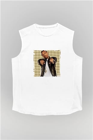 Bow Wow Baskılı Unisex Beyaz Kolsuz Tişört