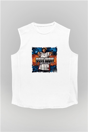 Bow Wow Baskılı Unisex Beyaz Kolsuz Tişört