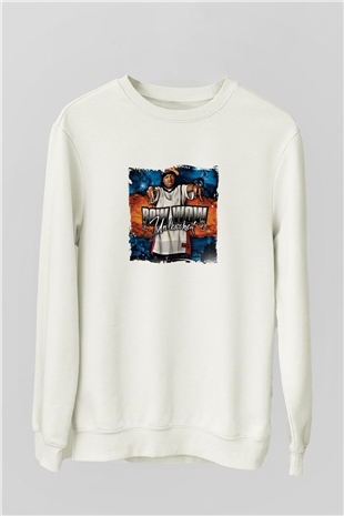 Bow Wow Baskılı Unisex Beyaz Sweatshirt