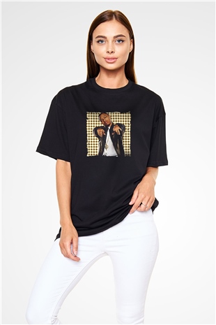 Bow Wow Baskılı Unisex Oversize Siyah Tişört