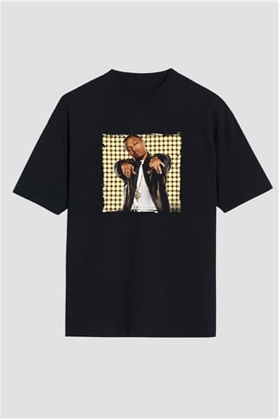 Bow Wow Baskılı Unisex Oversize Siyah Tişört