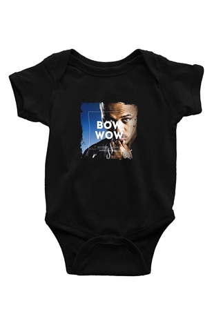 Bow Wow Baskılı Unisex Siyah Bebek Body - Zıbın