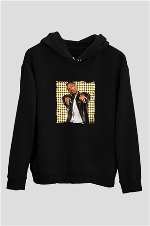 Bow Wow Baskılı Unisex Siyah Hoodie