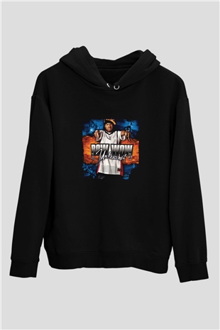 Bow Wow Baskılı Unisex Siyah Hoodie