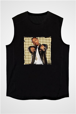 Bow Wow Baskılı Unisex Siyah Kolsuz Tişört
