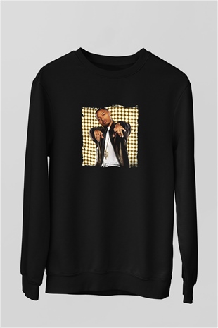 Bow Wow Baskılı Unisex Siyah Sweatshirt