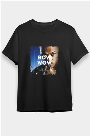 Bow Wow Baskılı Unisex Siyah Tişört