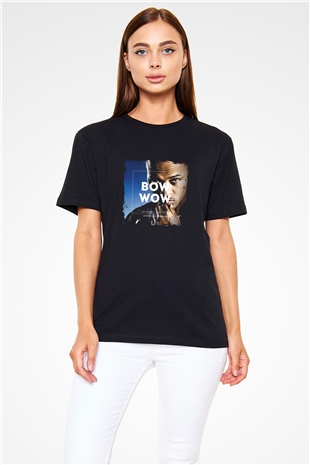 Bow Wow Baskılı Unisex Siyah Tişört