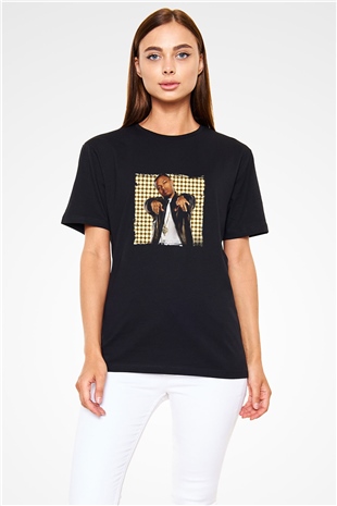 Bow Wow Baskılı Unisex Siyah Tişört