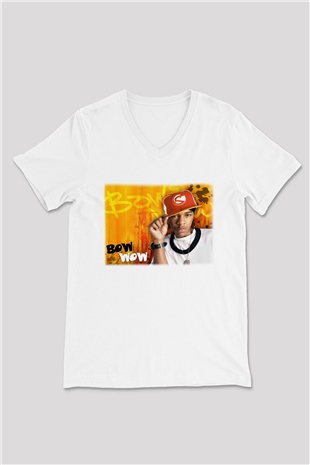 Bow Wow Beyaz Unisex V Yaka Tişört T-Shirt