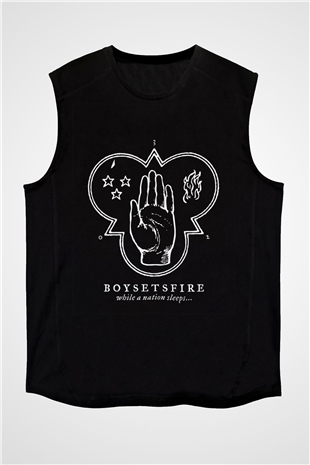 Boysetsfire Baskılı Unisex Siyah Kolsuz Tişört