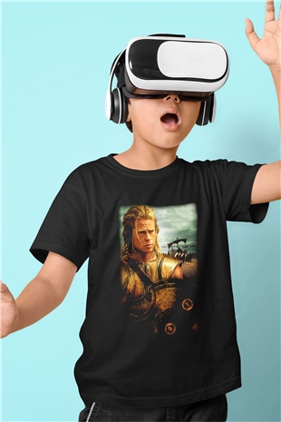 Brad Pitt Baskılı Siyah Unisex Çocuk Tişört