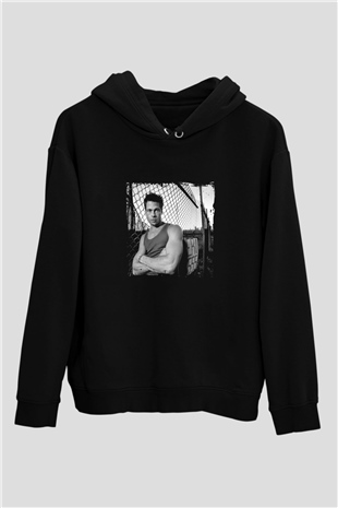 Brad Pitt Baskılı Unisex Siyah Hoodie