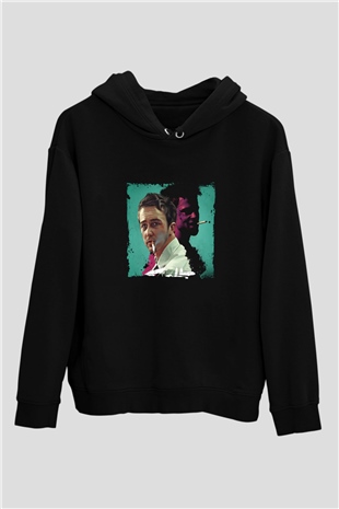 Brad Pitt Baskılı Unisex Siyah Hoodie