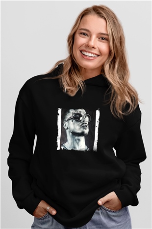 Brad Pitt Baskılı Unisex Siyah Hoodie