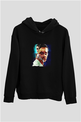 Brad Pitt Baskılı Unisex Siyah Hoodie
