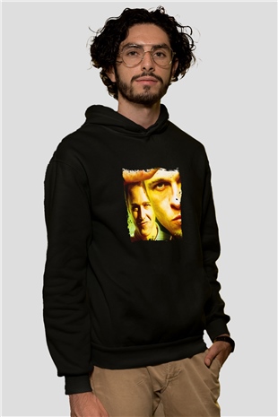 Brad Pitt Baskılı Unisex Siyah Hoodie