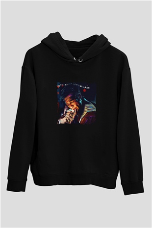 Brad Pitt Baskılı Unisex Siyah Hoodie