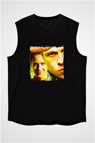 Brad Pitt Baskılı Unisex Siyah Kolsuz Tişört