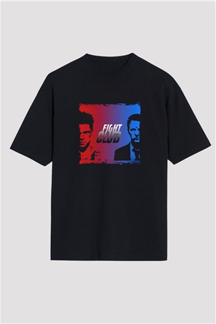 Brad Pitt Baskılı Unisex Siyah Oversize Tişört