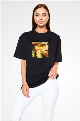 Brad Pitt Baskılı Unisex Siyah Oversize Tişört