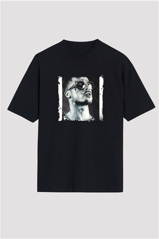 Brad Pitt Baskılı Unisex Siyah Oversize Tişört