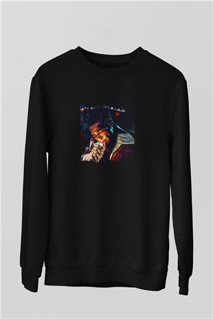 Brad Pitt Baskılı Unisex Siyah Sweatshirt