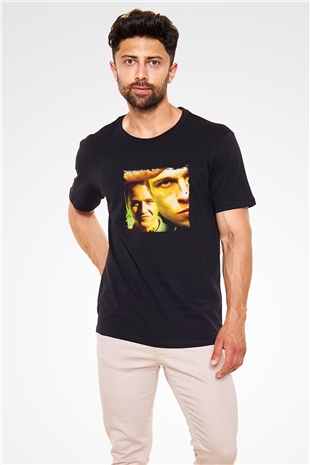 Brad Pitt Baskılı Unisex Siyah Tişört