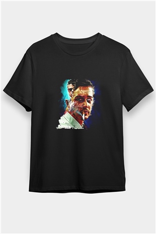 Brad Pitt Baskılı Unisex Siyah Tişört