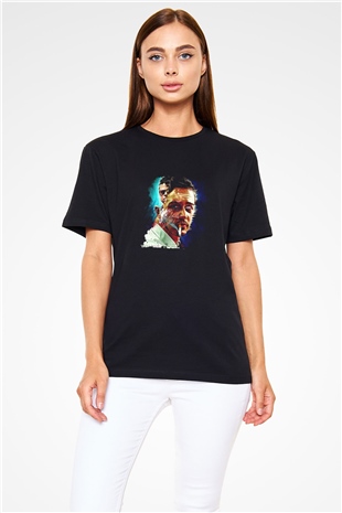 Brad Pitt Baskılı Unisex Siyah Tişört