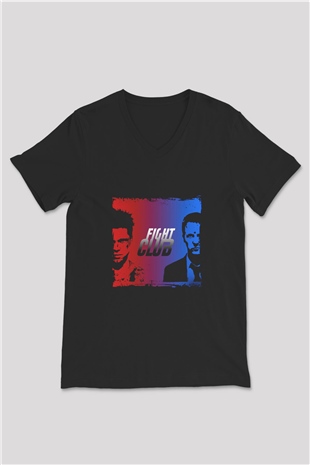 Brad Pitt Baskılı Unisex Siyah V Yaka Tişört