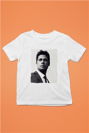 Brad Pitt Beyaz Unisex Çocuk Tişört