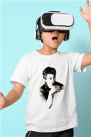 Brad Pitt Beyaz Unisex Çocuk Tişört