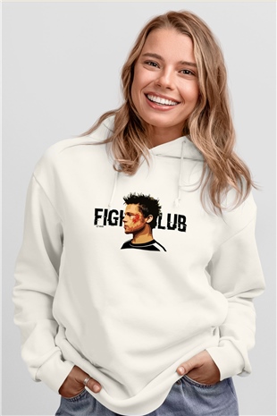 Brad Pitt Beyaz Unisex Kapşonlu Sweatshirt