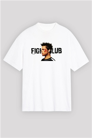 Brad Pitt Beyaz Unisex Oversize Tişört T-Shirt
