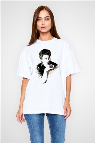 Brad Pitt Beyaz Oversize Tişört Oversize T-shirt - TişörtFabrikası