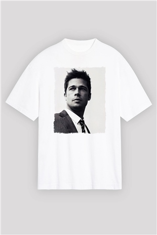 Brad Pitt Beyaz Oversize Tişört Oversize T-shirt - TişörtFabrikası