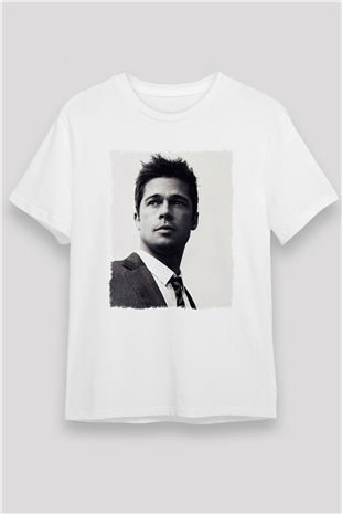 Brad Pitt Beyaz Unisex Tişört T-Shirt - TişörtFabrikası