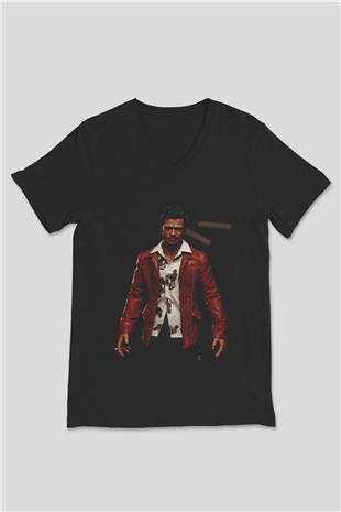 Brad Pitt Siyah Unisex V Yaka Tişört