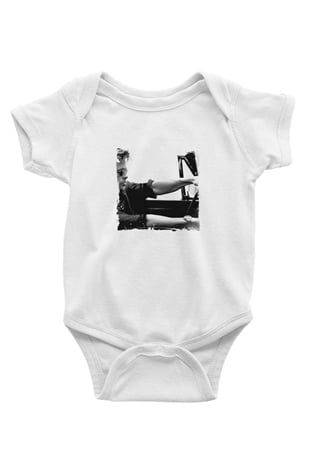 Brad Pitt Unisex Baskılı Beyaz Bebek Body - Zıbın
