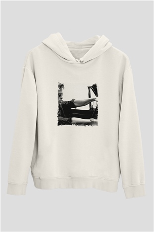 Brad Pitt Unisex Baskılı Beyaz Kapüşonlu Sweatshirt