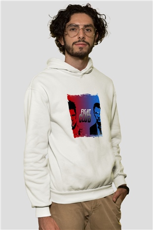 Brad Pitt Unisex Baskılı Beyaz Kapüşonlu Sweatshirt