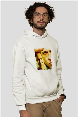 Brad Pitt Unisex Baskılı Beyaz Kapüşonlu Sweatshirt