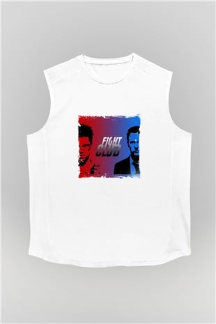 Brad Pitt Unisex Baskılı Beyaz Kolsuz Tişört