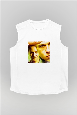 Brad Pitt Unisex Baskılı Beyaz Kolsuz Tişört