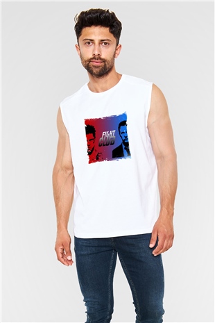 Brad Pitt Unisex Baskılı Beyaz Kolsuz Tişört