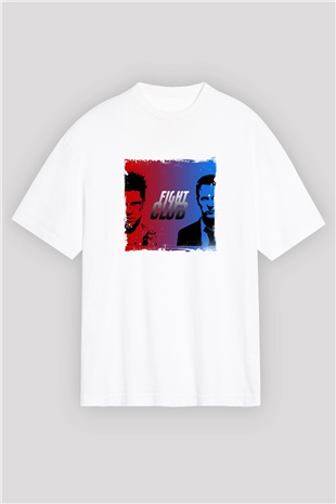 Brad Pitt Oversize Baskılı Beyaz Tişört