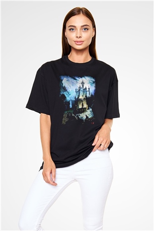 Bran Kalesi Siyah Unisex Oversize Tişört T-Shirt